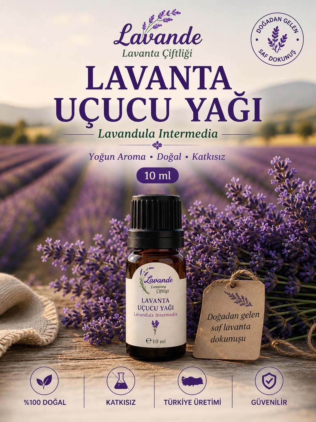 Lavanta Yağı (L. İntermedia) 10ml-İçten Damlalıklı