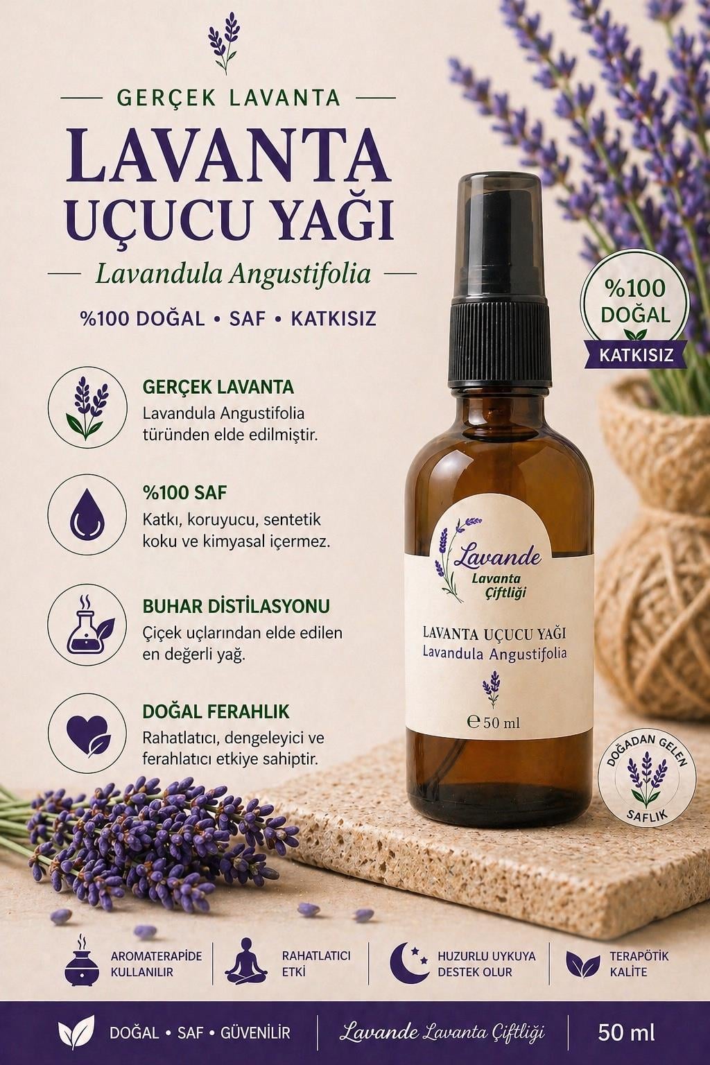 Lavanta Yağı (L. Angustifolia) 50ml-Sprey