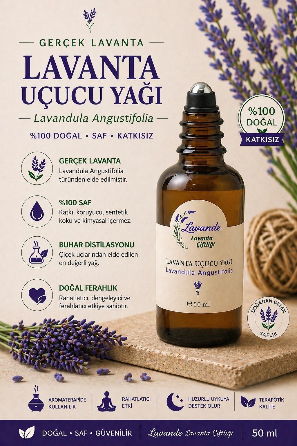 Lavanta Yağı (L.angustifolia) 50 ml Rollon 