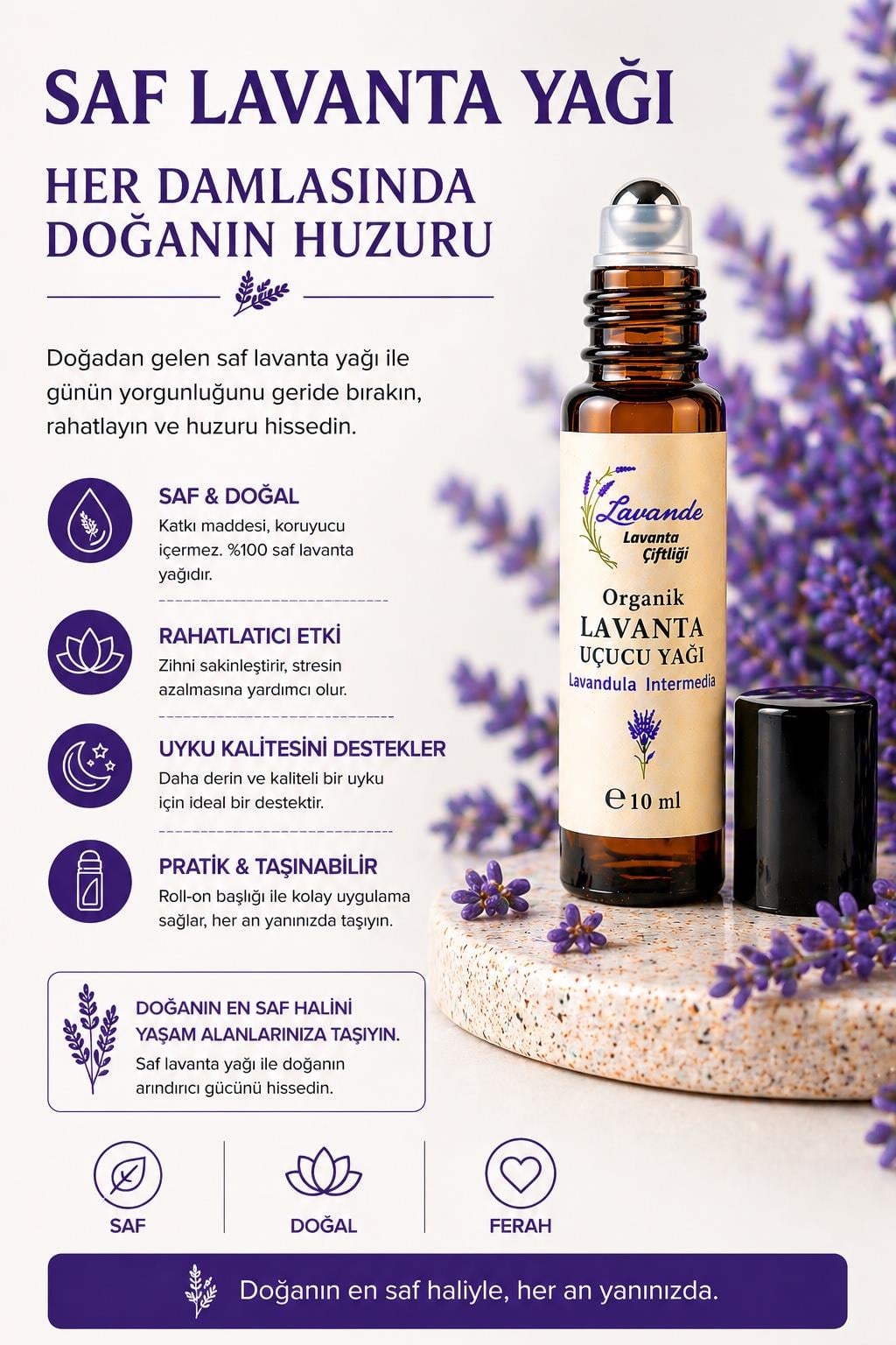 Lavanta Yağı (L. İntermedia) 10ml-Roll on