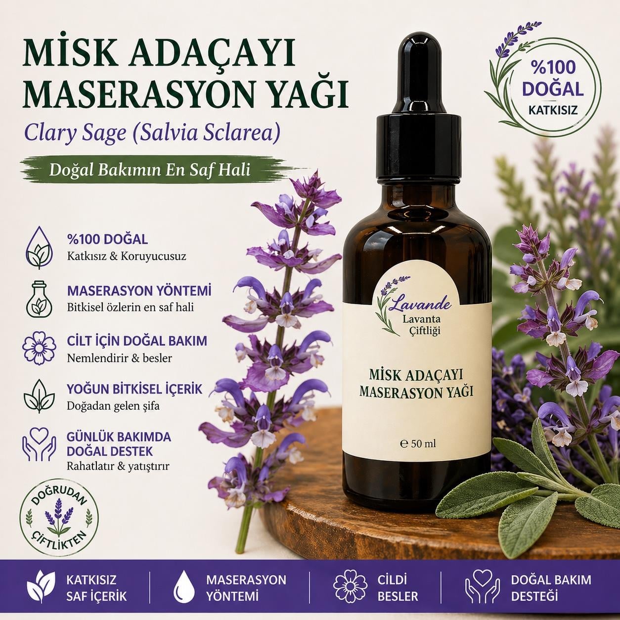 Misk Adaçayı Maserasyon (Masaj) Yağı