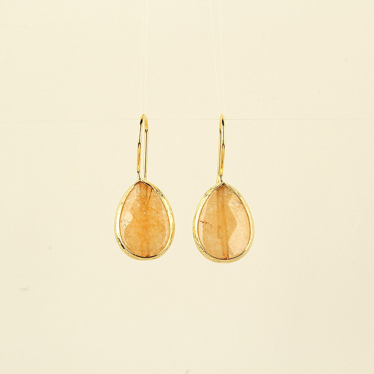 Beige Natural Stone Drop Hook Earring