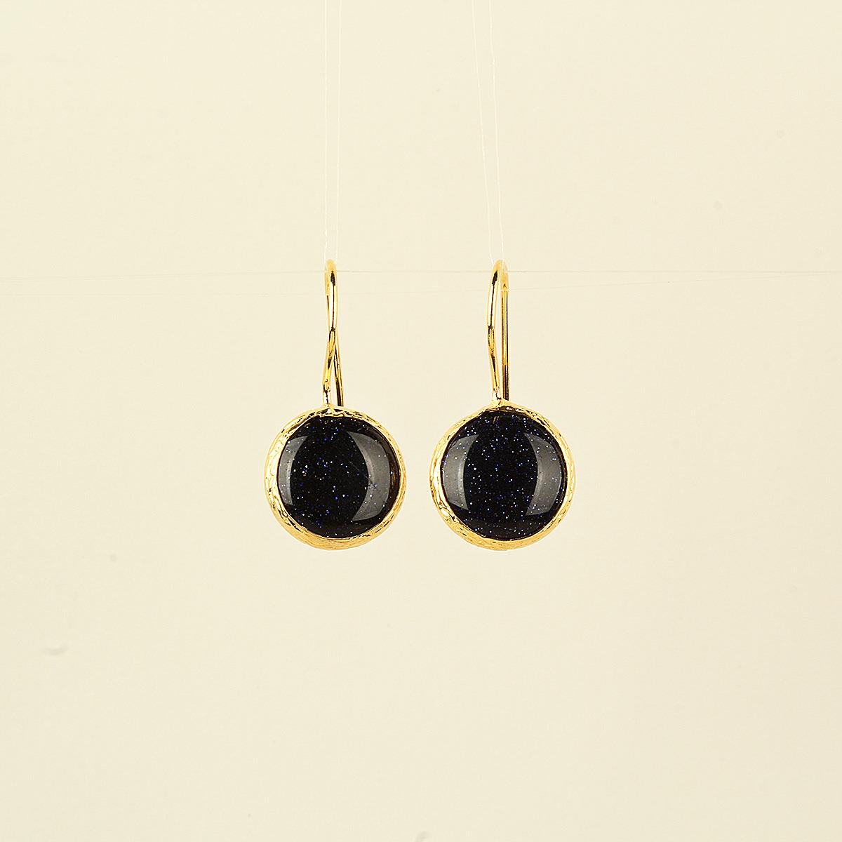 Black Natural Stone Hook Earring