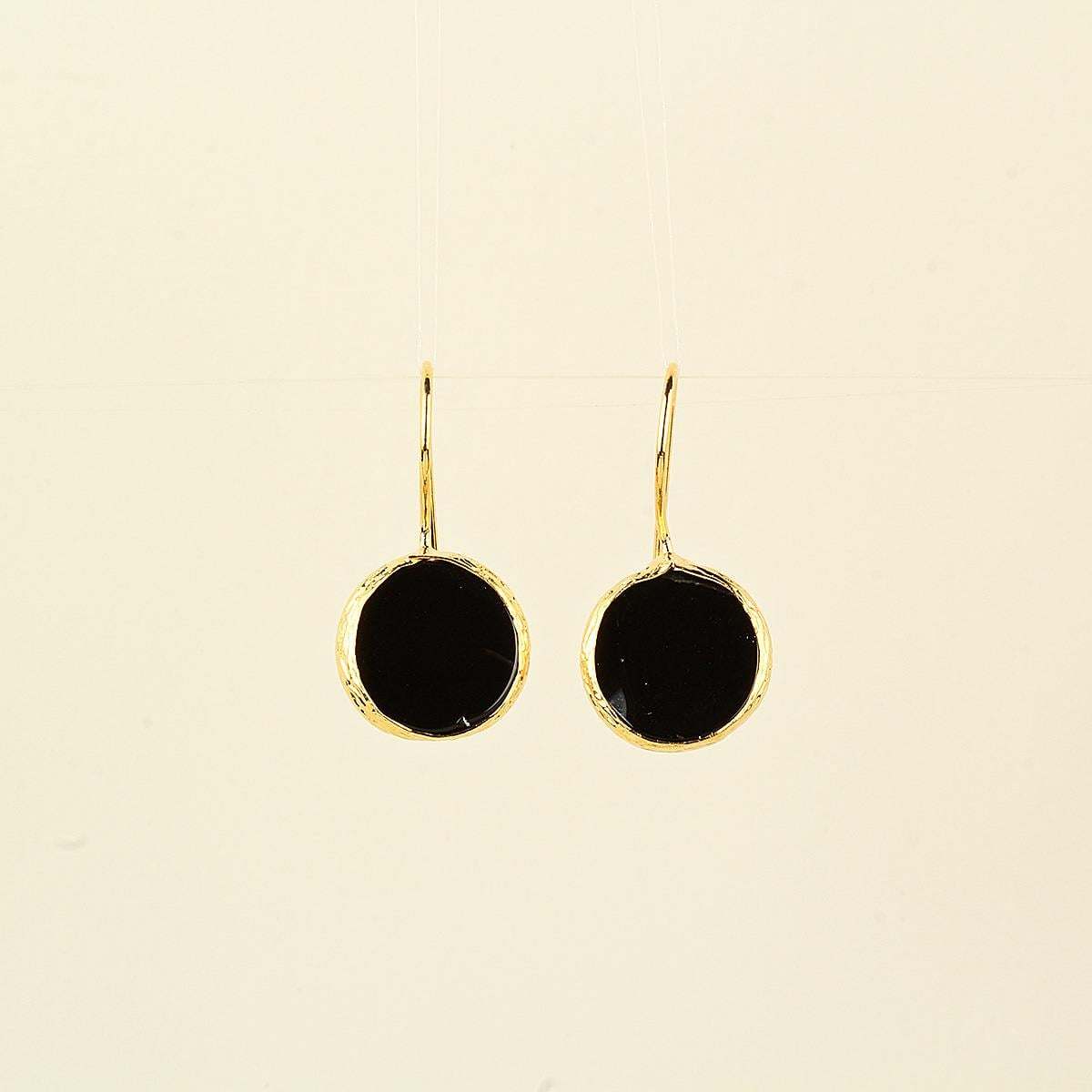 Black Natural Stone Hook Earring