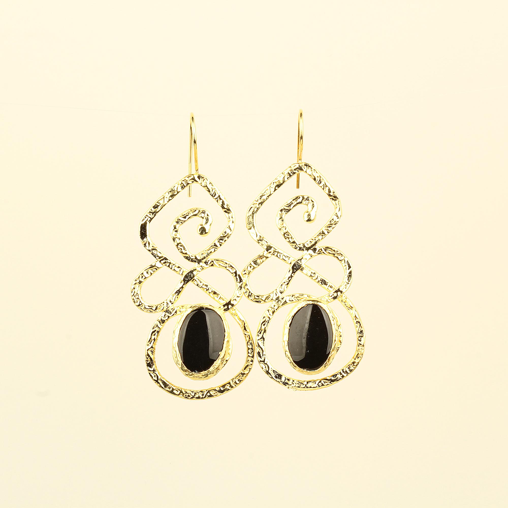 Black Natural Stone Tangled Earrings