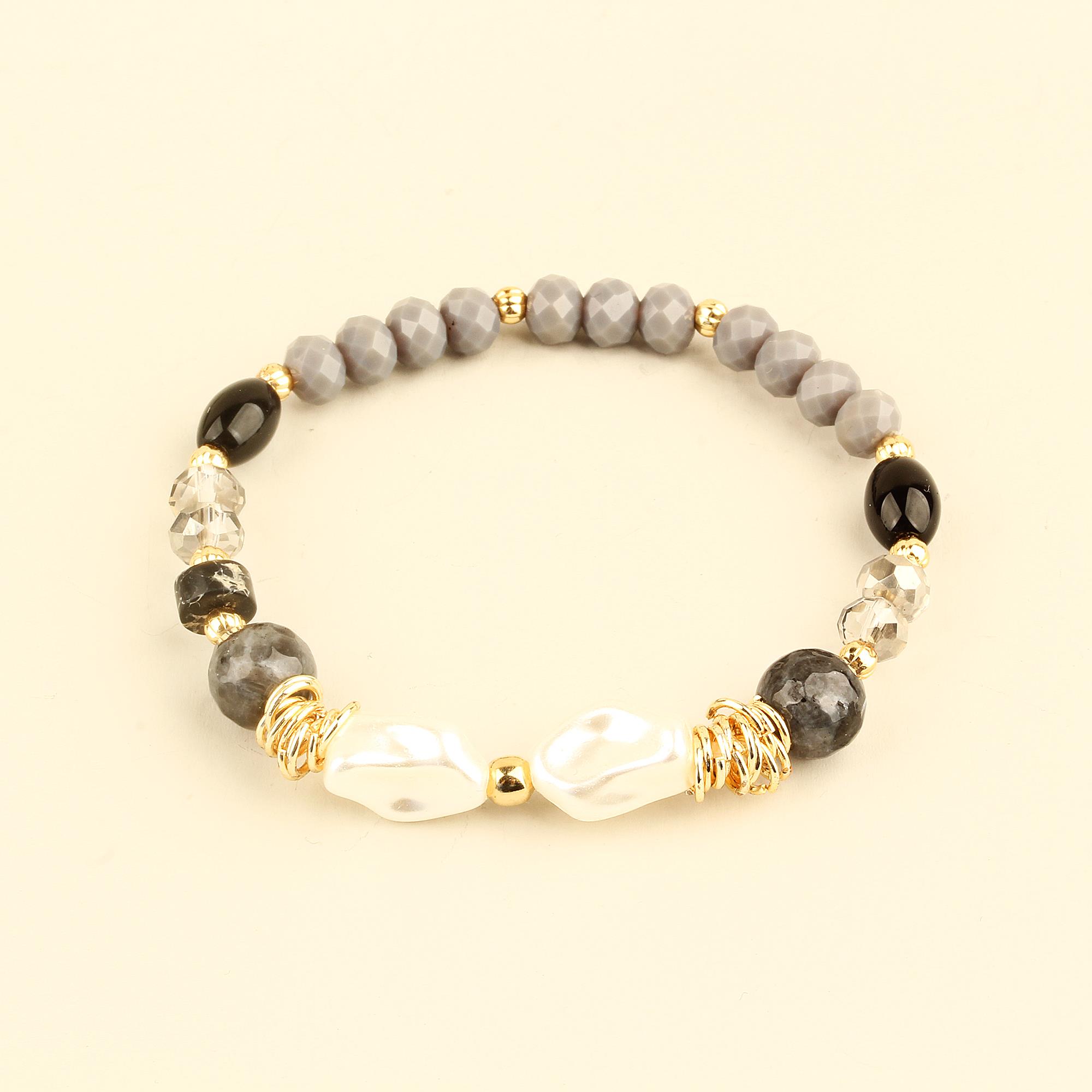 Black Natural Stones Elastic Bracelet