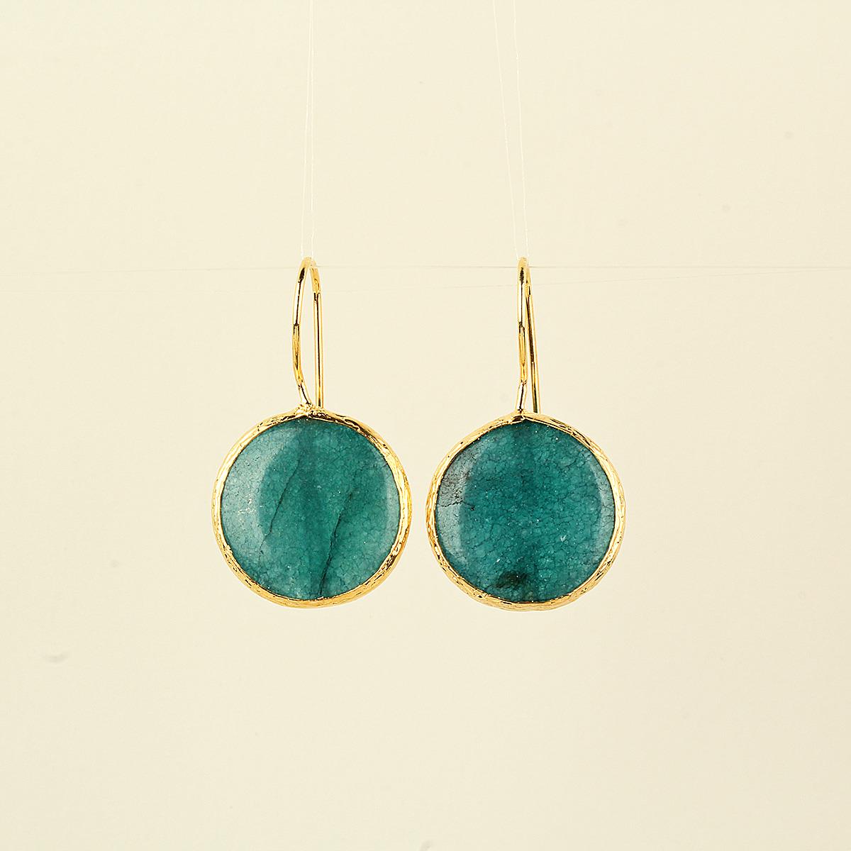 Blue Natural Stone Big Round Earring