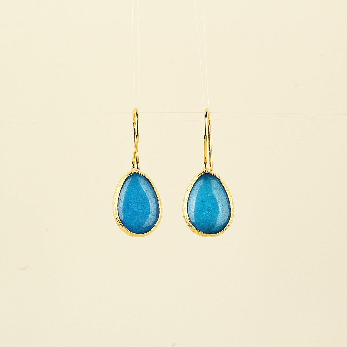 Blue Natural Stone Drop Hook Earring