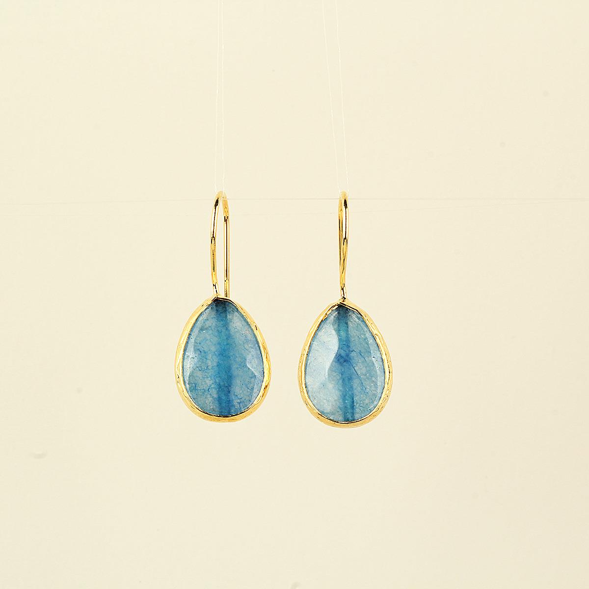 Blue Natural Stone Drop Hook Earring