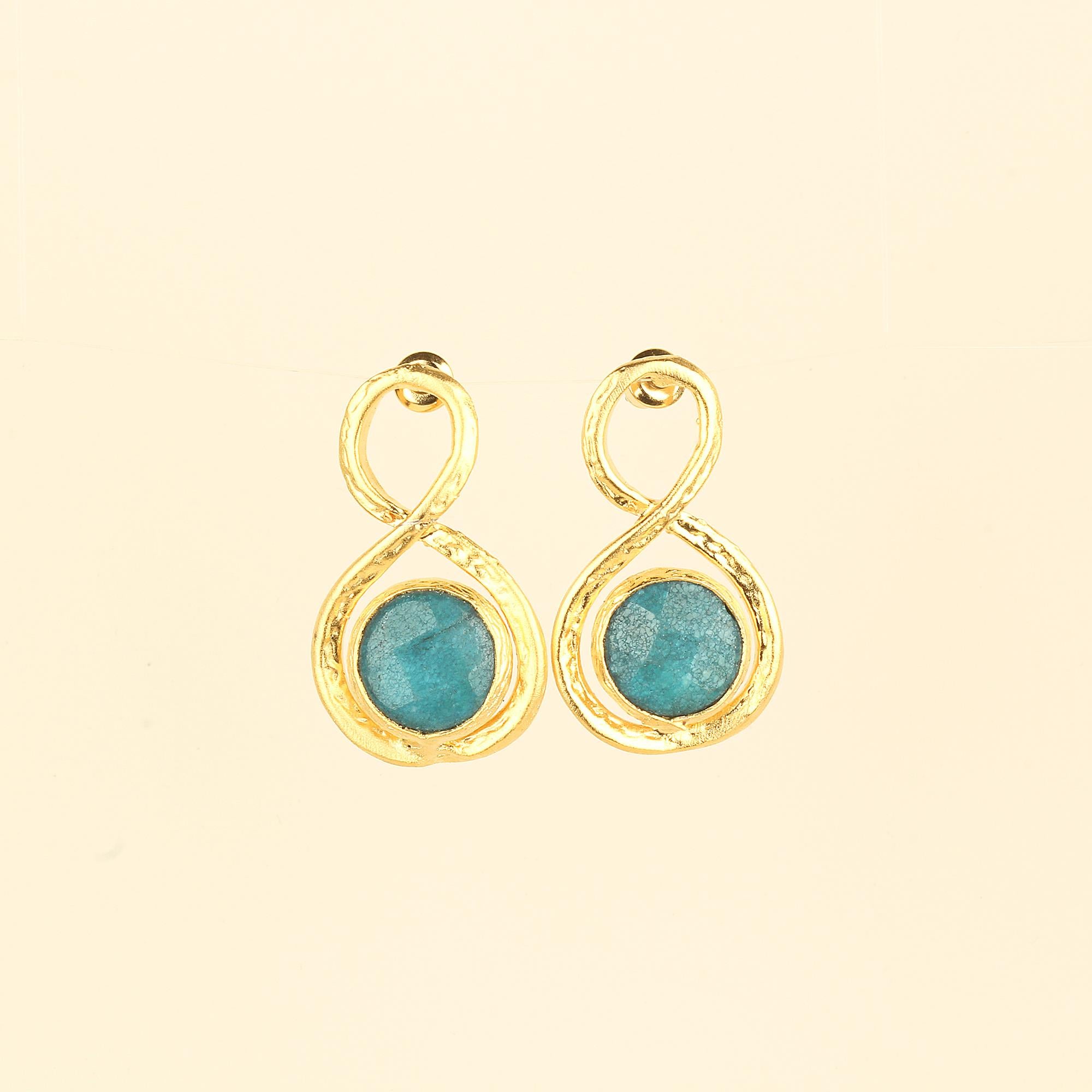 Blue Natural Stone Infinity Earrings