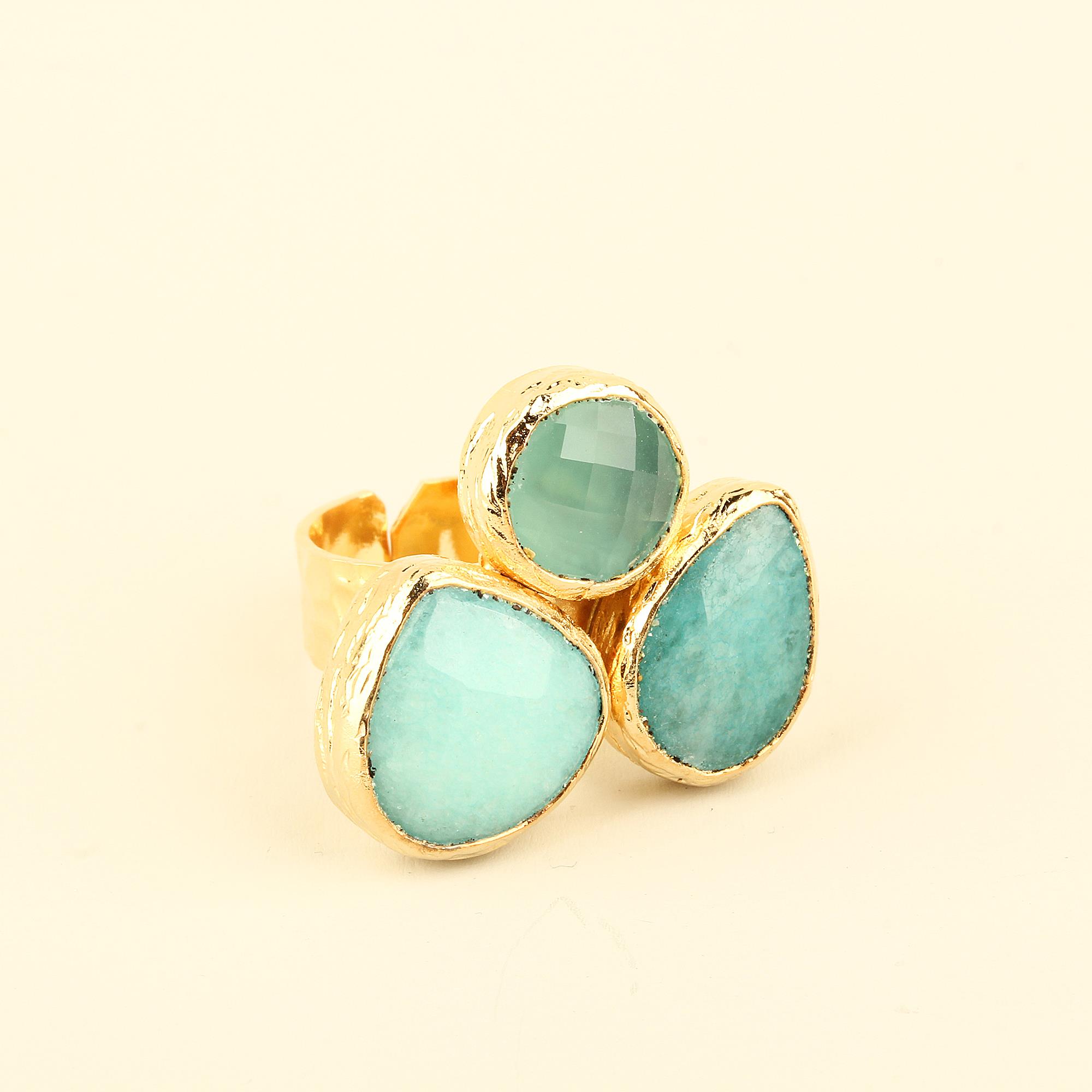 Blue Natural Stones Trio Ring