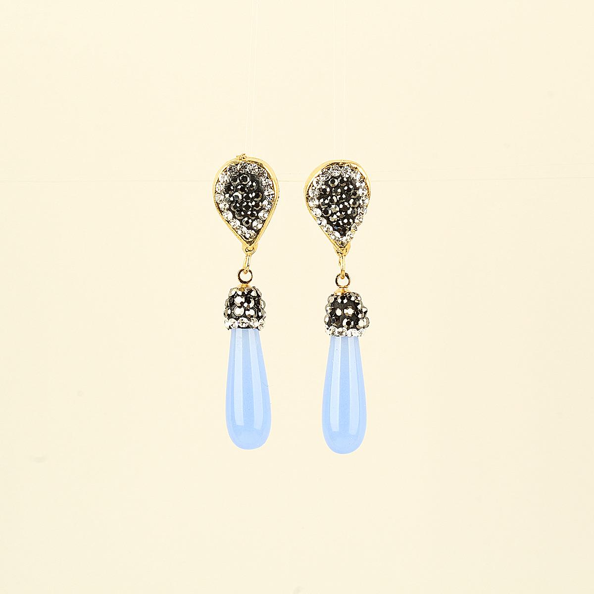 Blue Sky Beaded Earrings With Zircon Stone