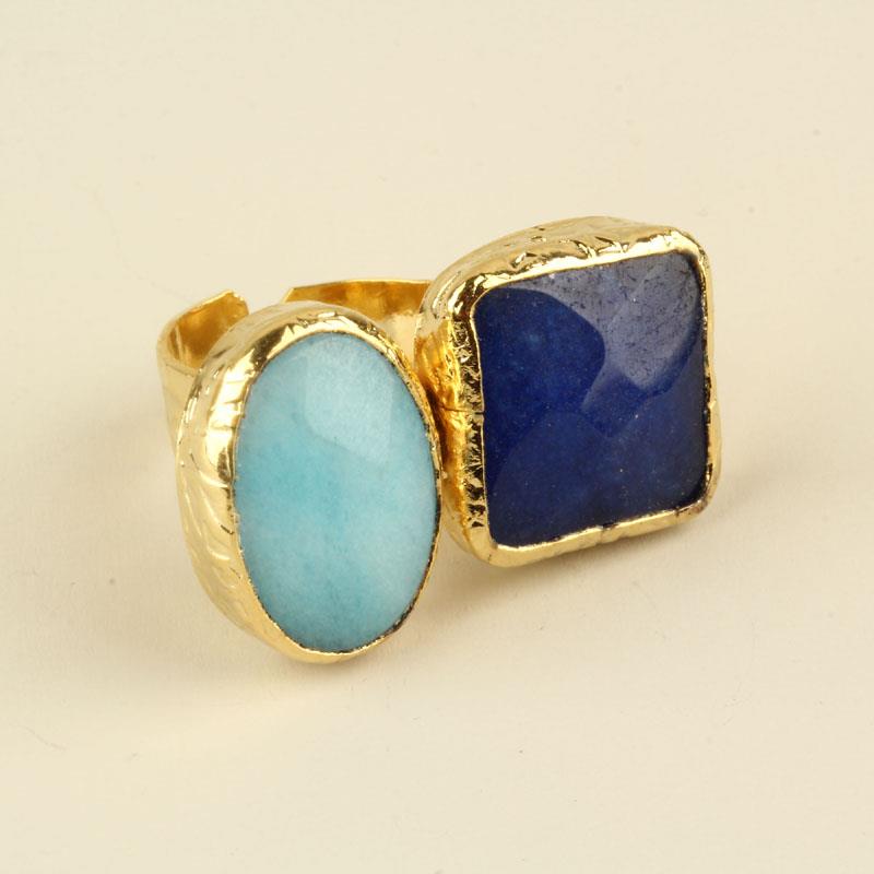 Blue Sky & Blue Cats Eye Stone Duo Ring