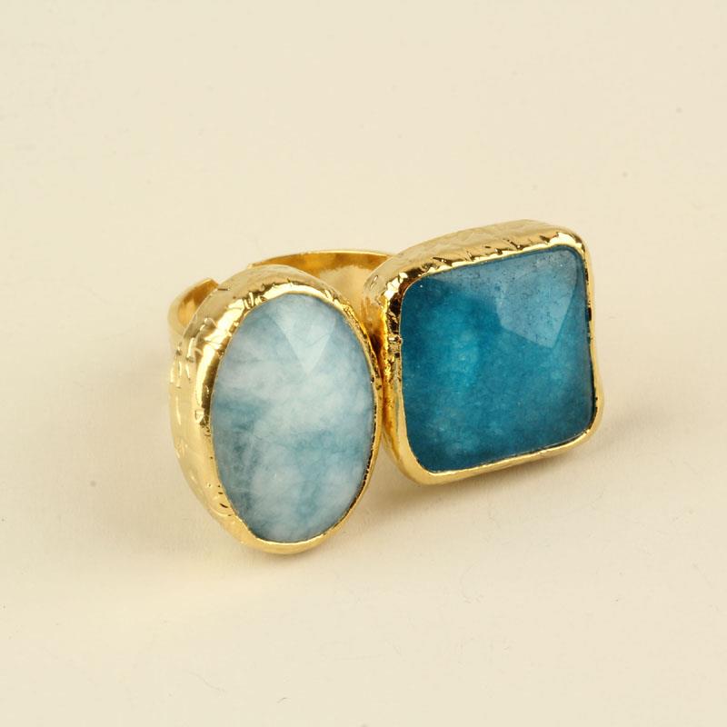 Blue Sky & Blue Quartz Stone Duo Ring