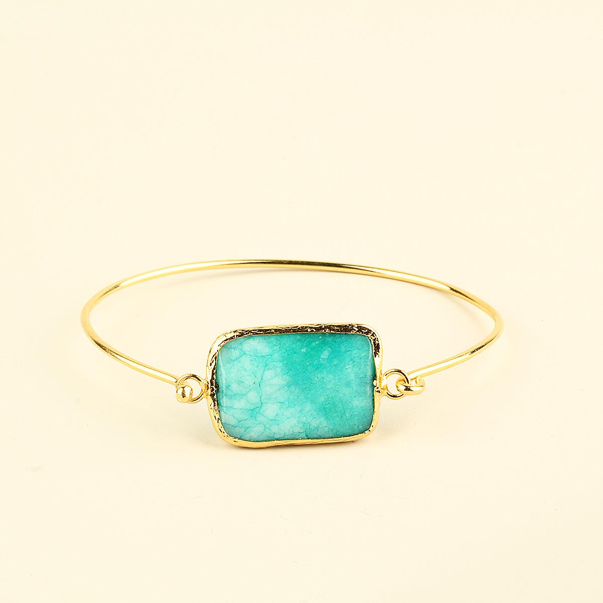 Blue Sky Natural Stone Square Metal Bracelet
