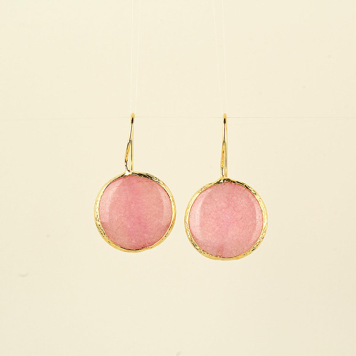 Candy Pink Natural Stone Big Round Earring