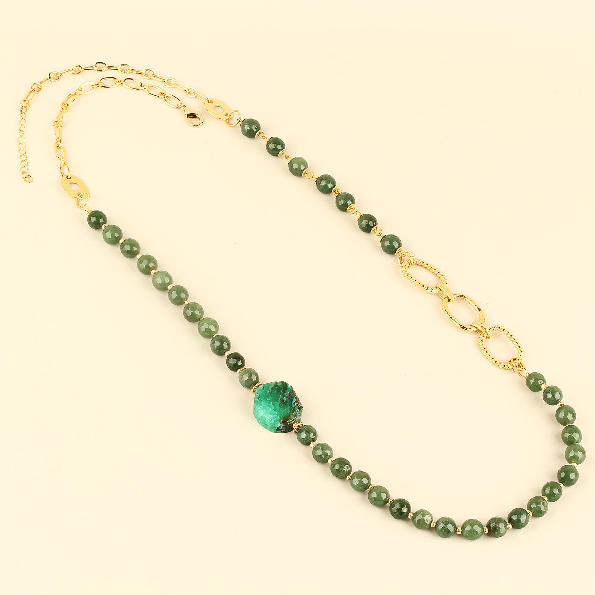 Chain Detailed Natural Stone Necklace