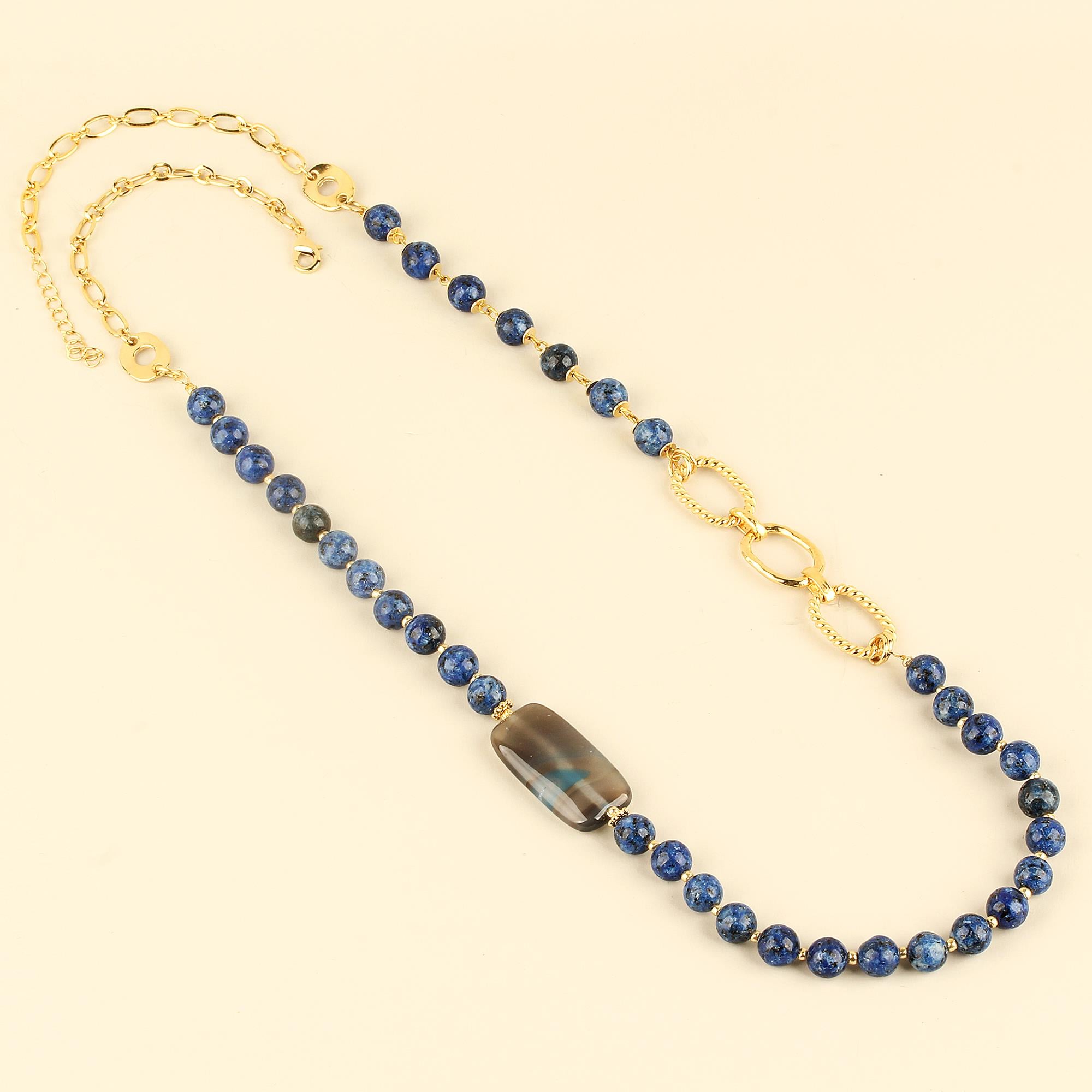 Chain Detailed Natural Stone Necklace
