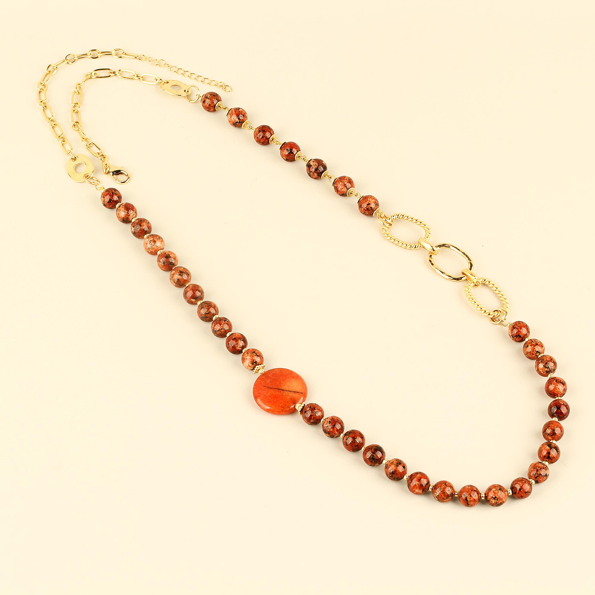 Chain Detailed Natural Stone Necklace