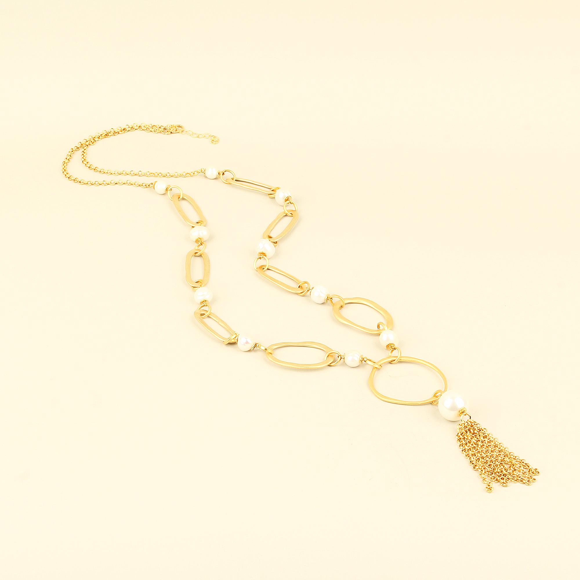 Chain End Pearl Detailed Necklace