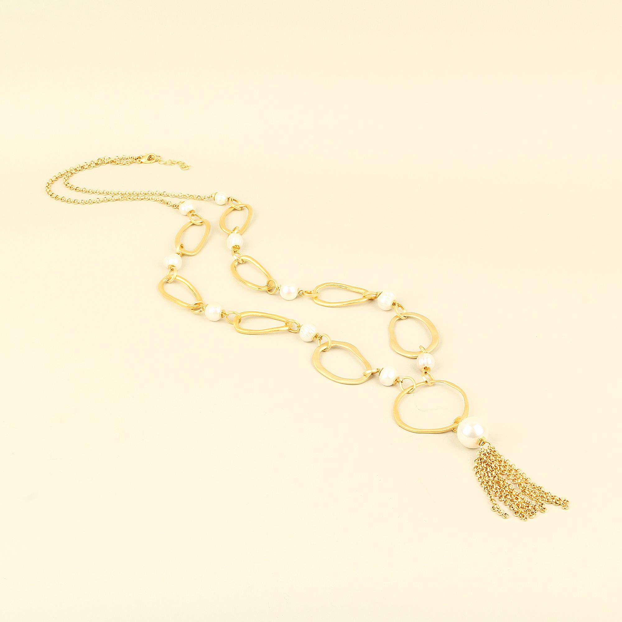 Chain End Pearl Detailed Necklace