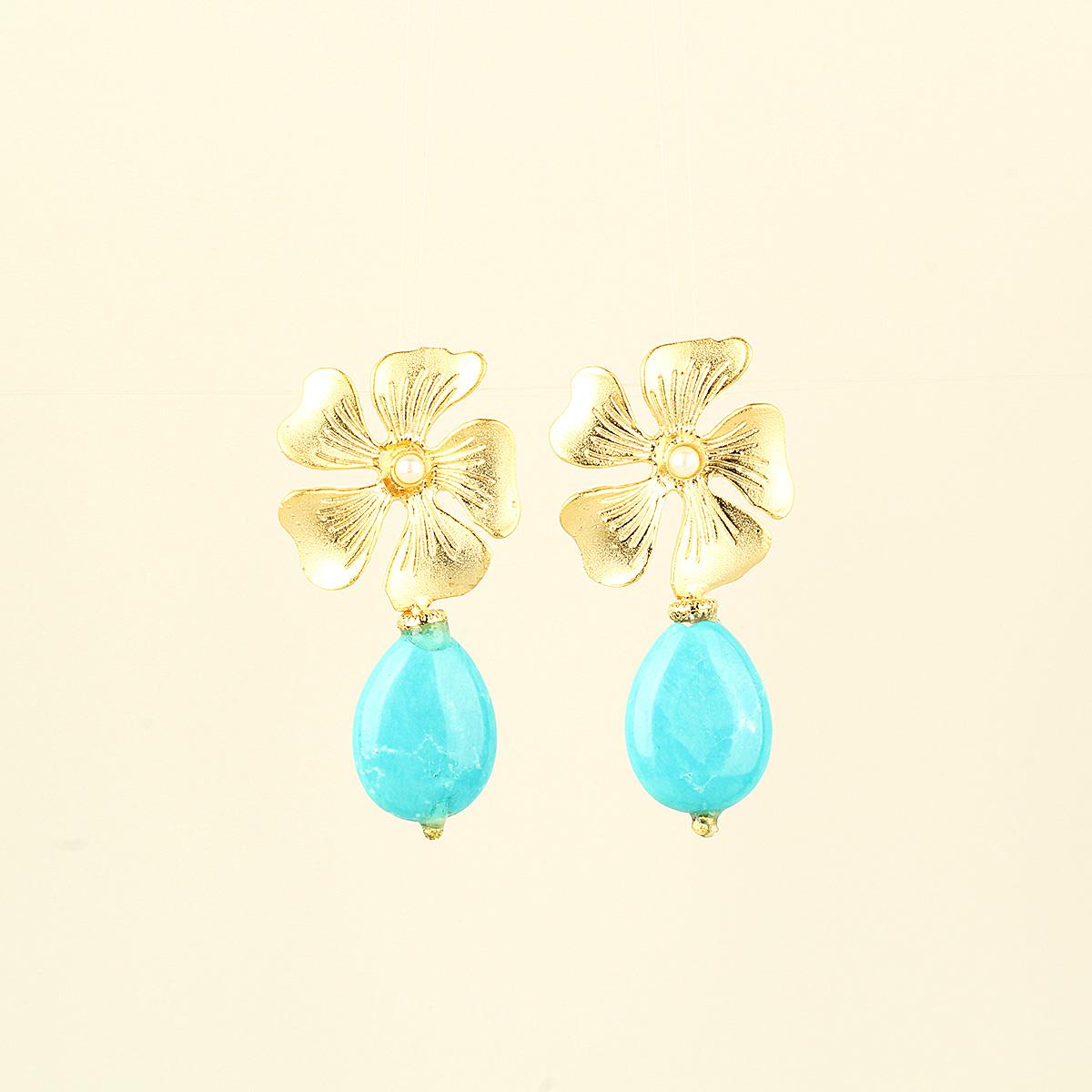 Daisy Mono Blue Sky Natural Stone Earrings
