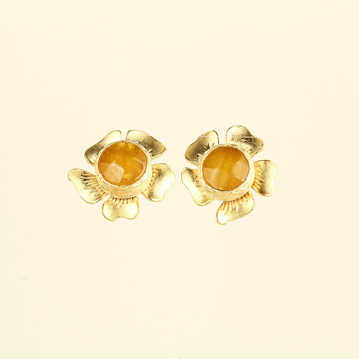 Daisy Yellow Natural Stone Earrings