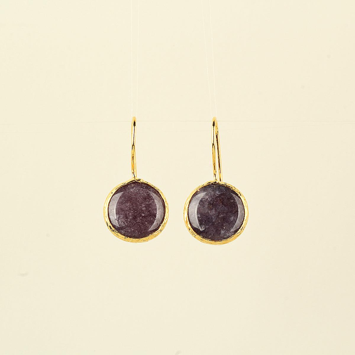 Dark Purple Natural Stone Hook Earring