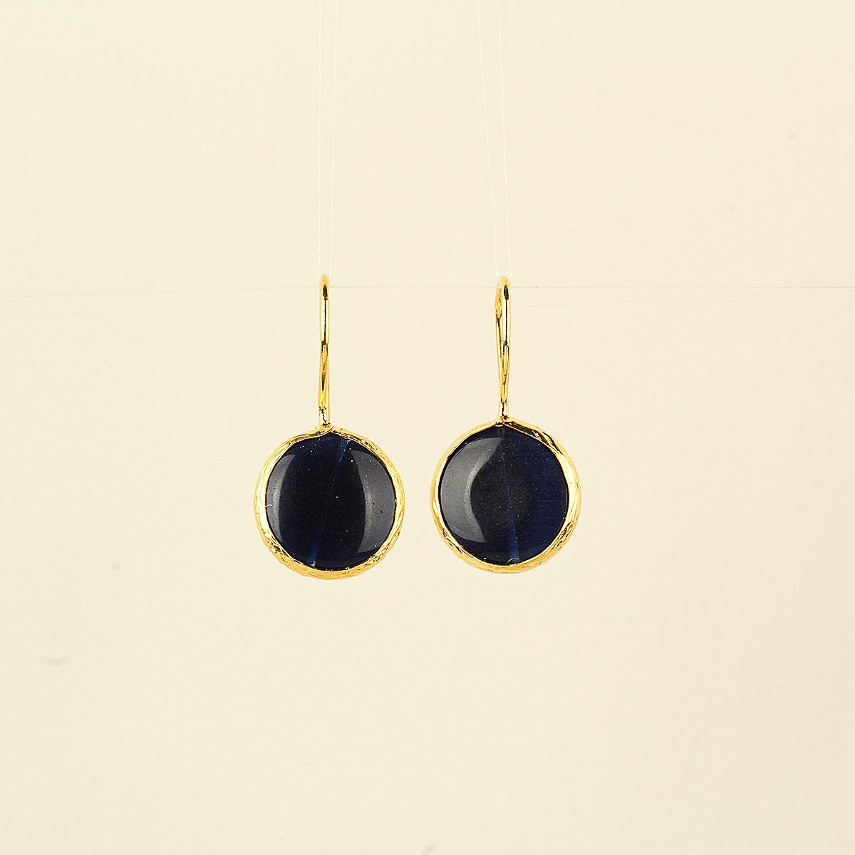Deep Blue Natural Stone Hook Earring