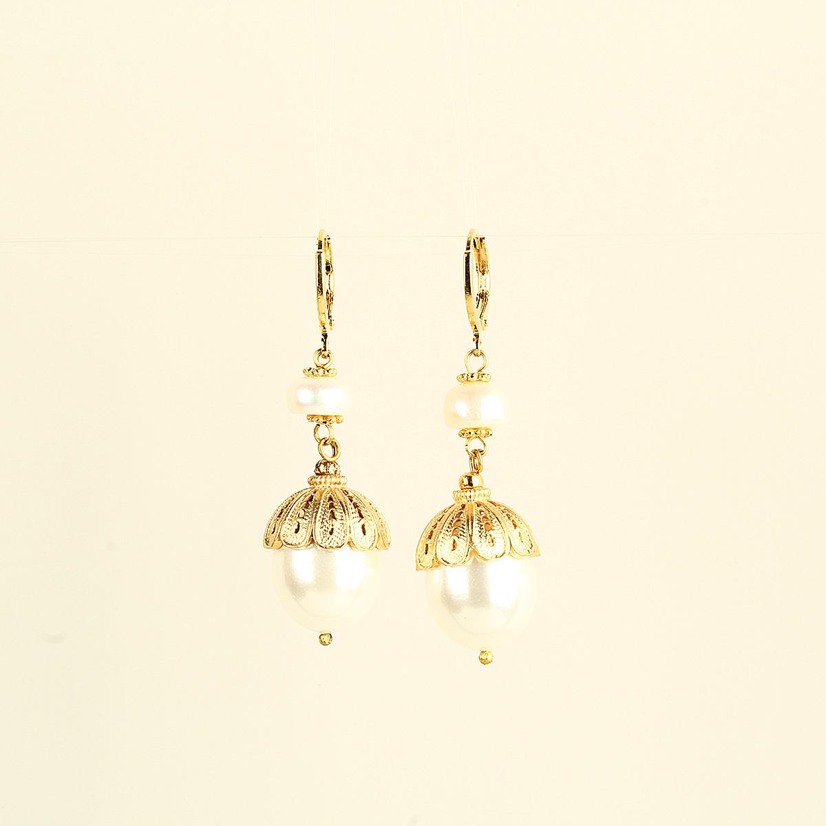 Domed Pearl Earrings