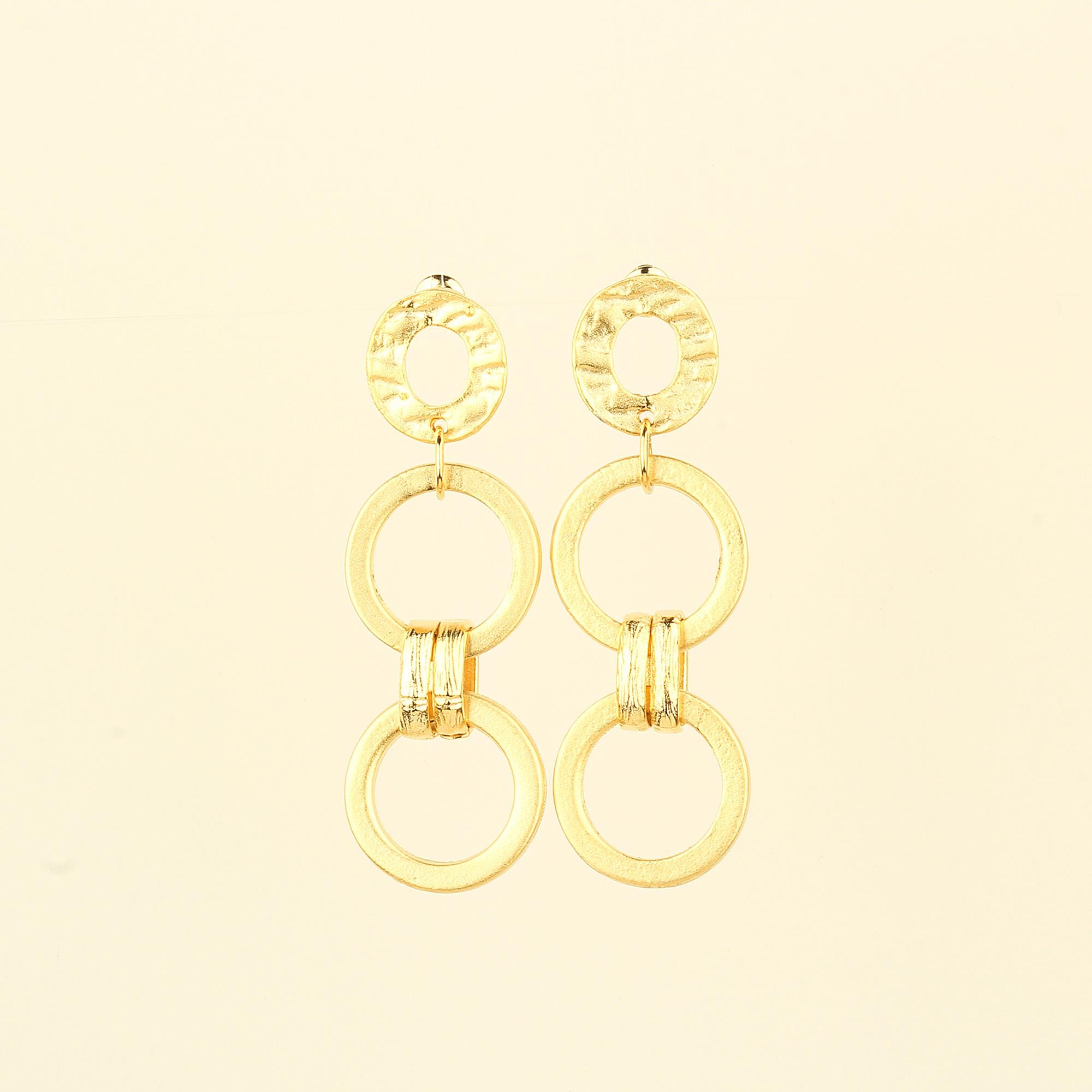 Double Hoop Dangle Metal Earrings