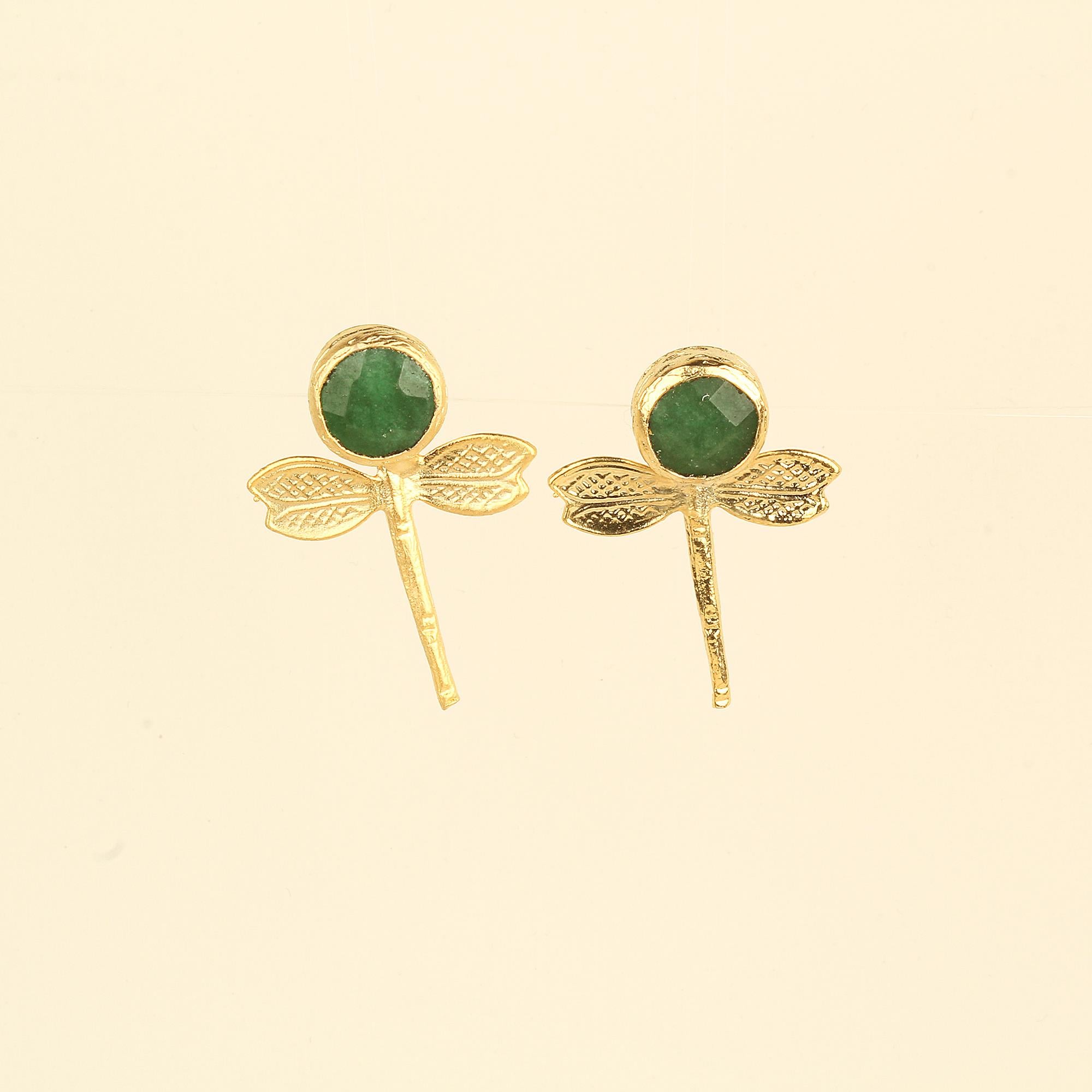 Dragonfly Green Natural Stone Earrings