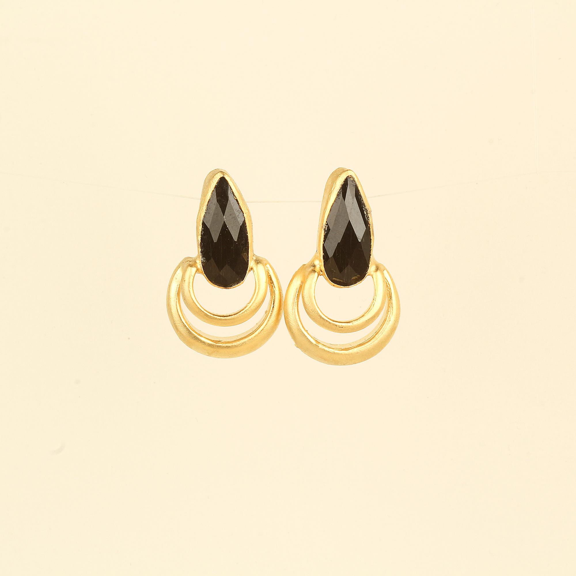 Drop Black Cat Eye Stone Earrings