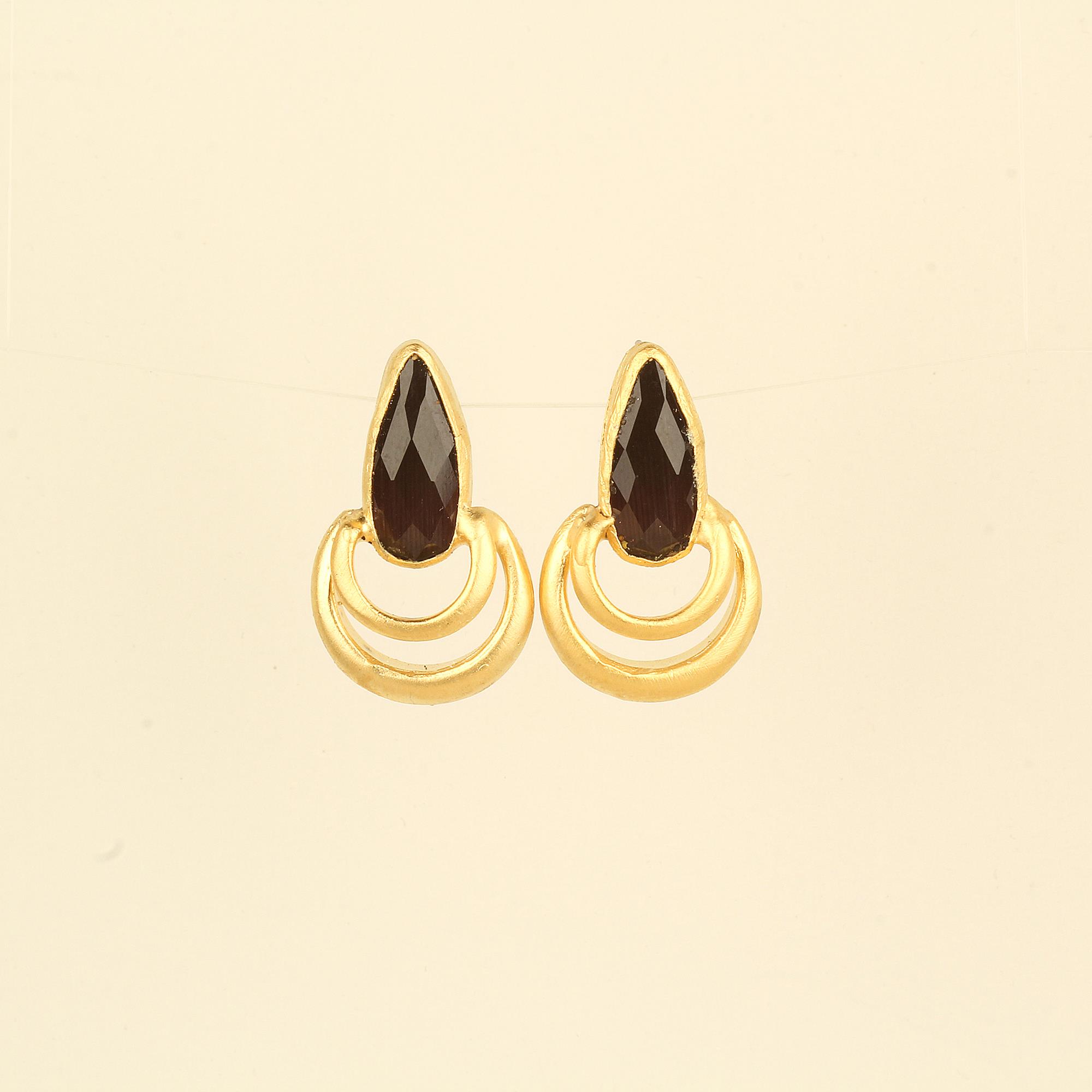 Drop Brown Cat Eye Stone Earrings