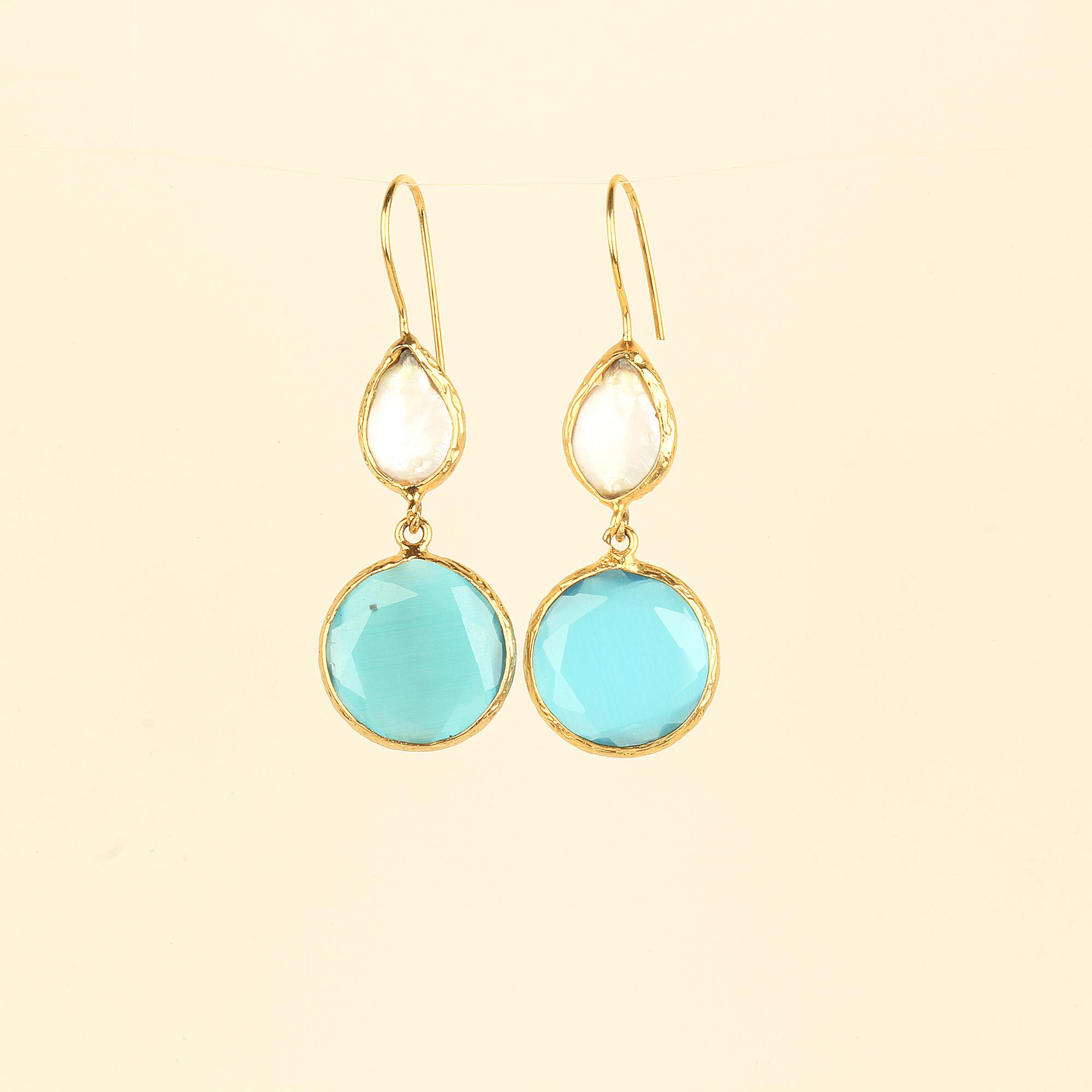 Duo Natural Stone Hook Earrings