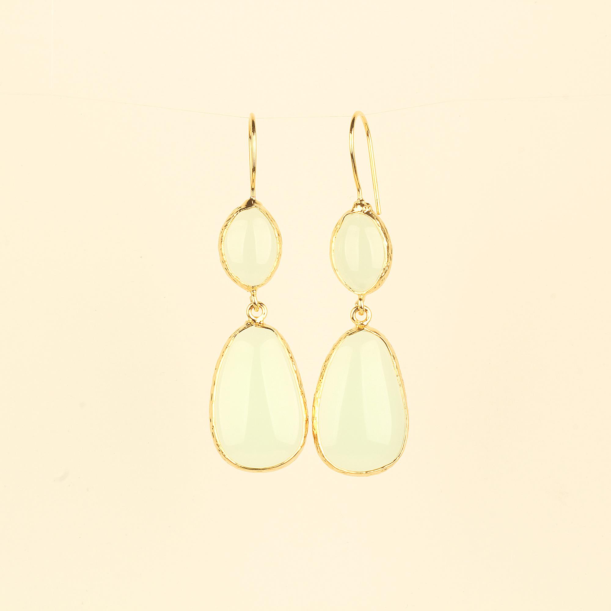 Duo Natural Stone Hook Earrings