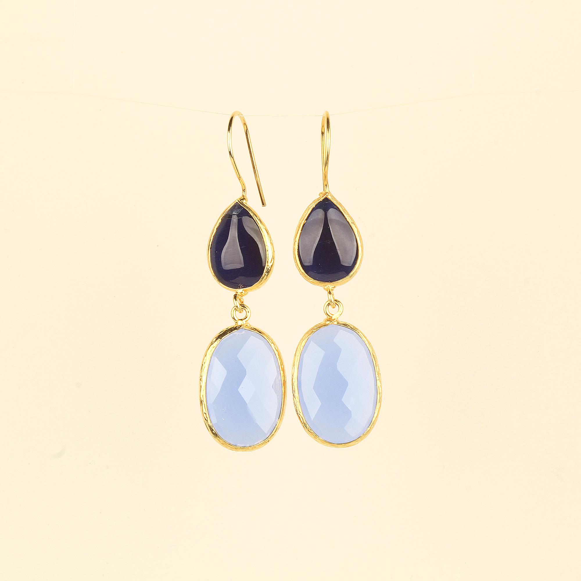 Duo Natural Stone Hook Earrings