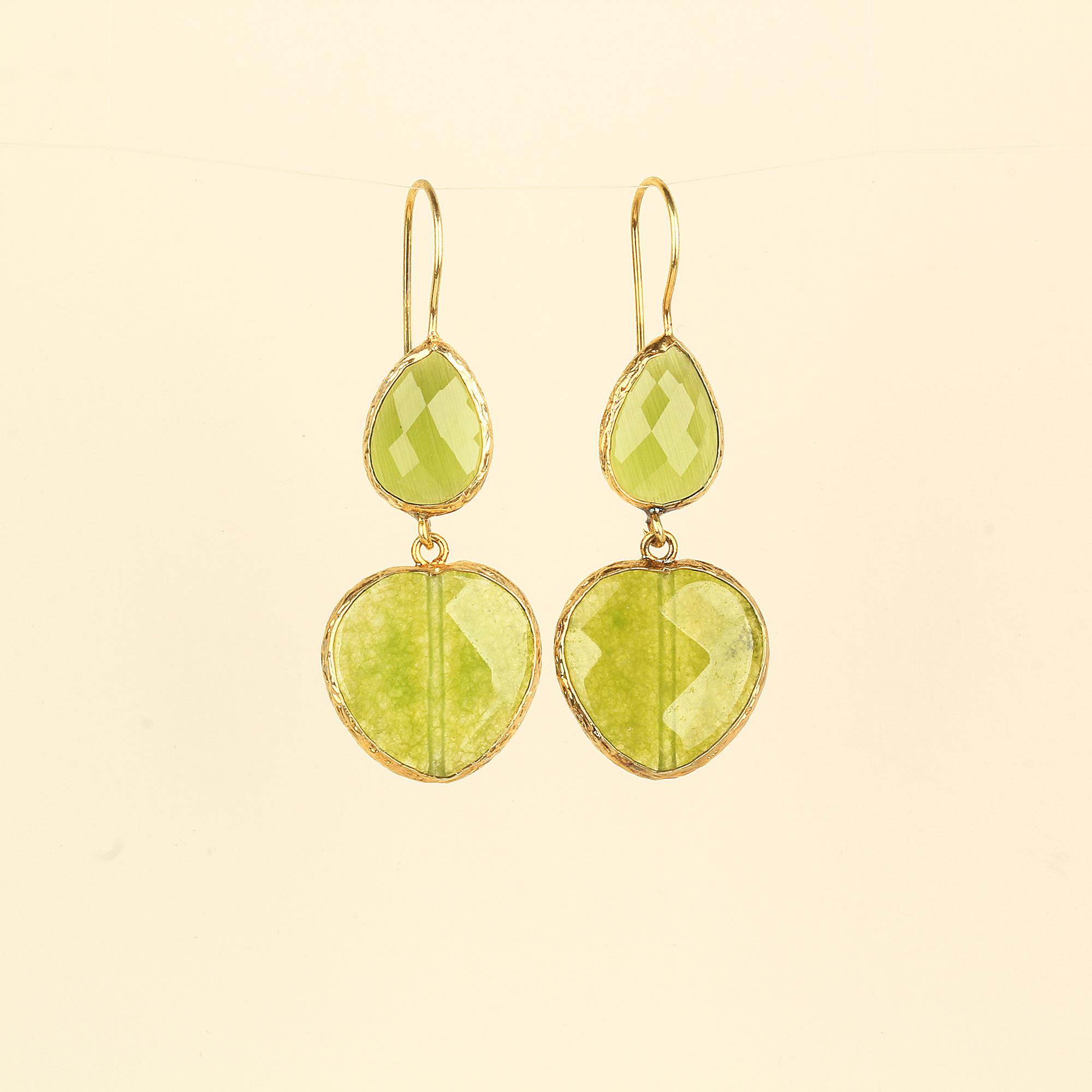Duo Natural Stone Hook Earrings
