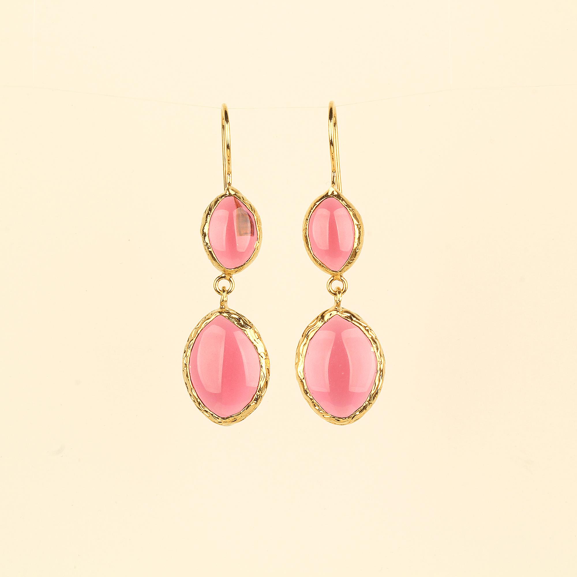 Duo Natural Stone Hook Earrings