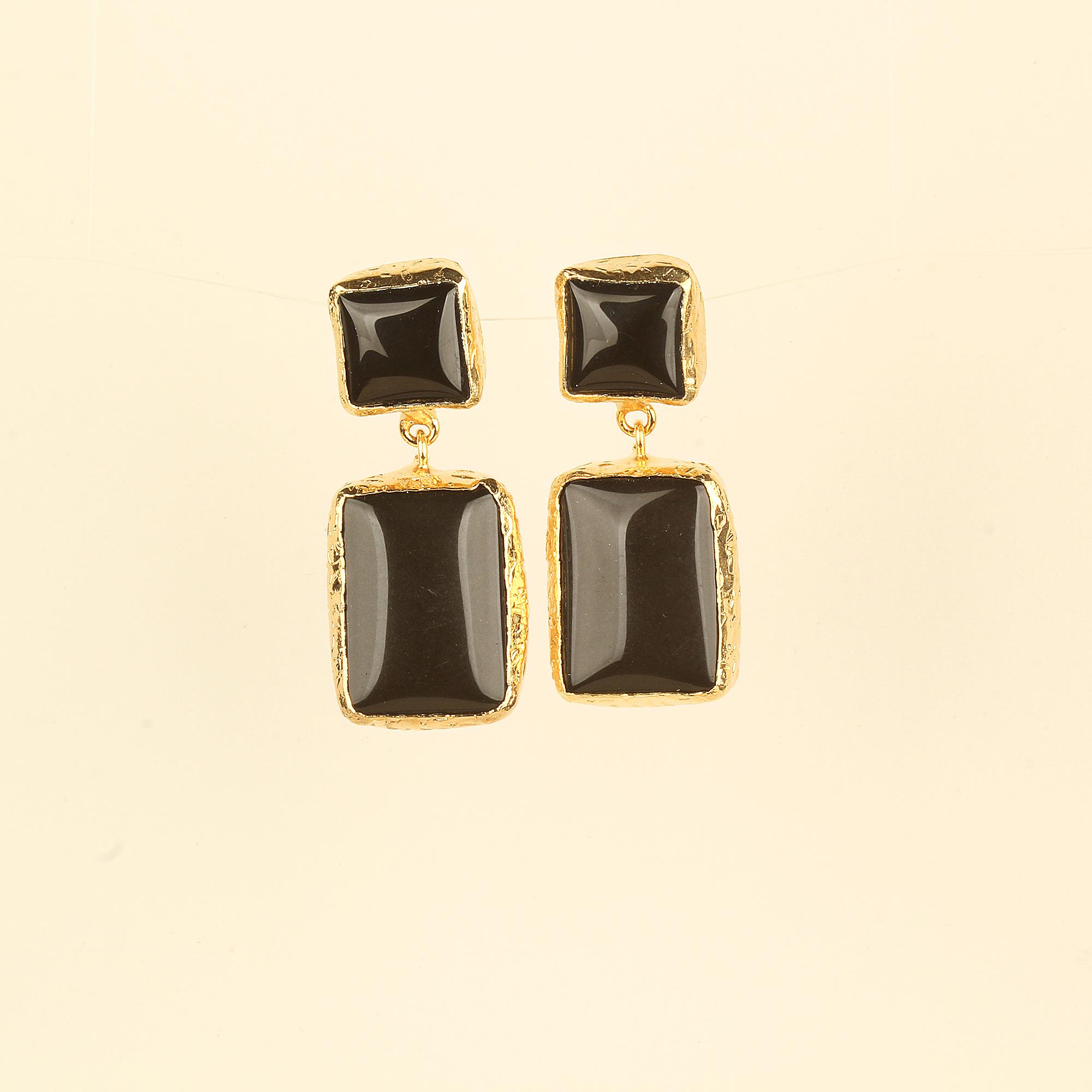 Duo Natural Stone Stud Earrings