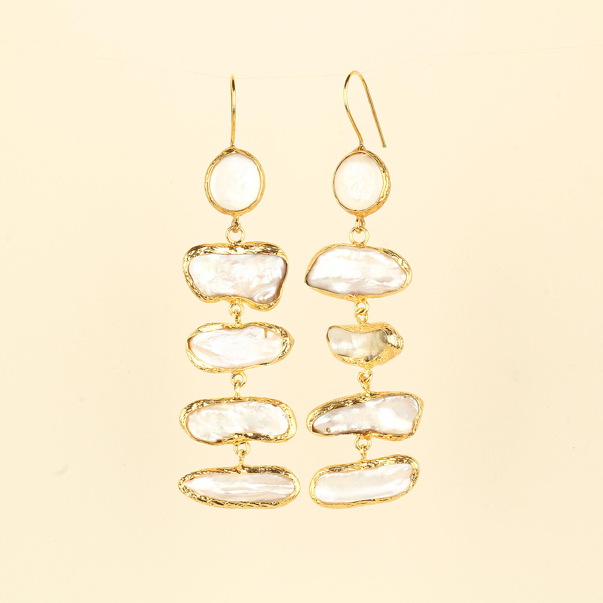 Four Rows of Pearl Earrings