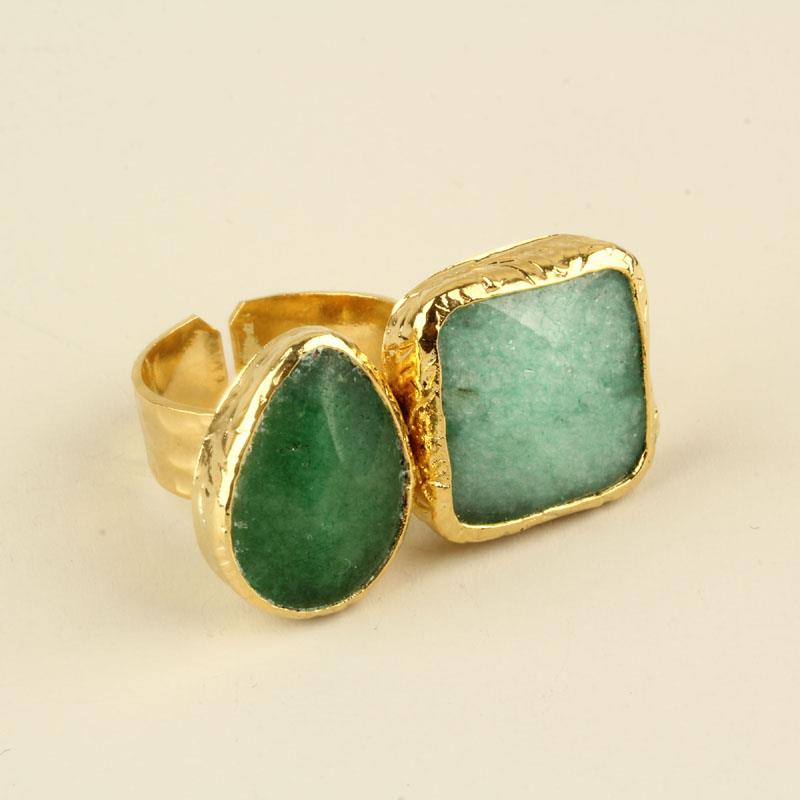 Green & Mint Green Quartz Stone Duo Ring