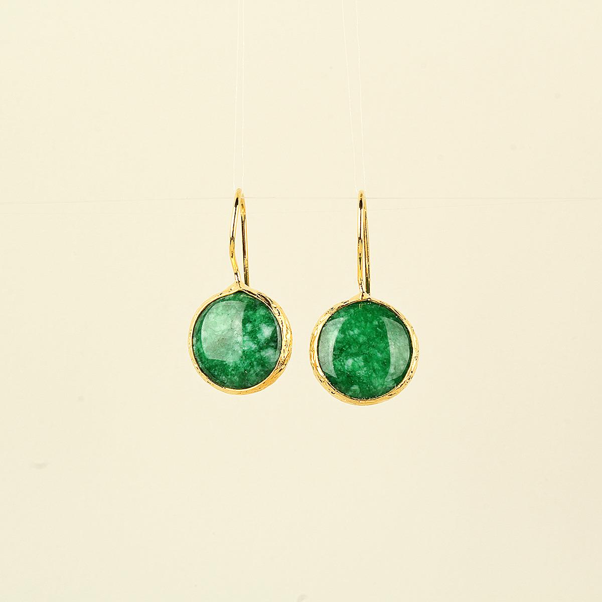 Green Natural Stone Hook Earring
