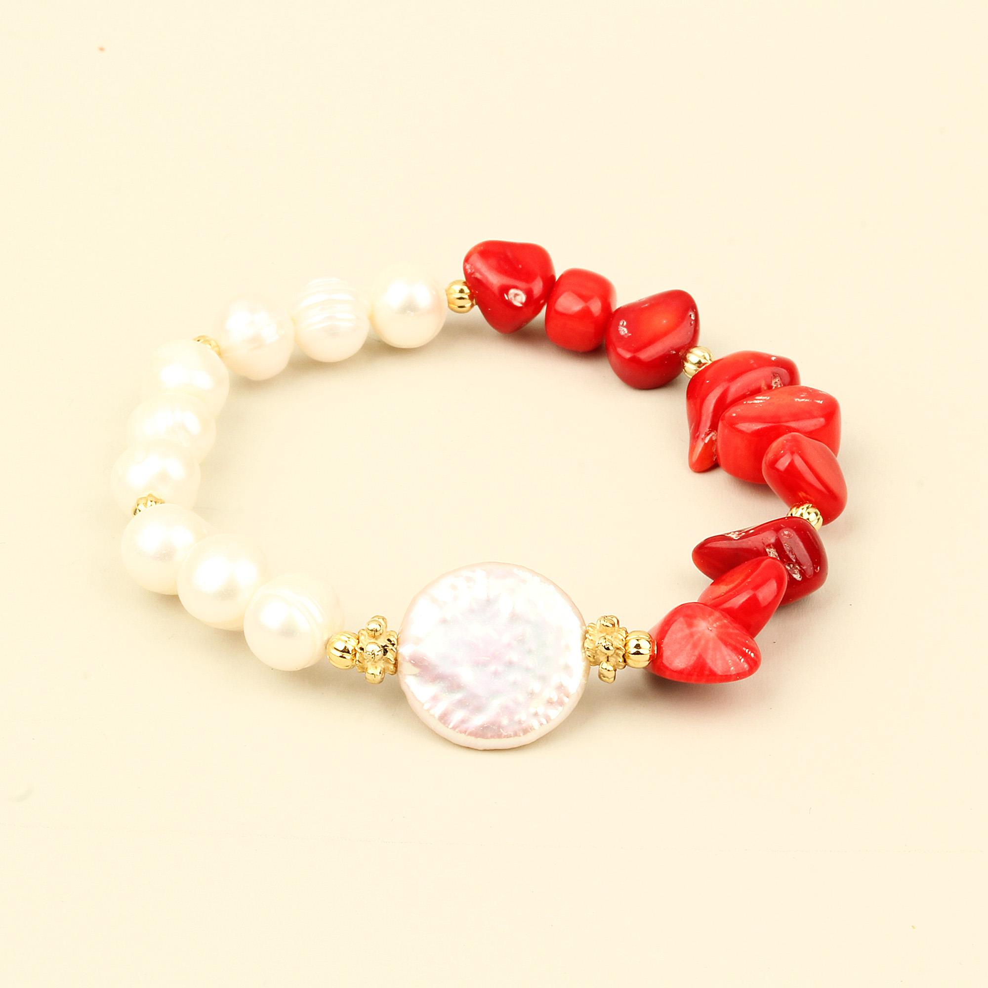 Half Coral Pearl Bracelet