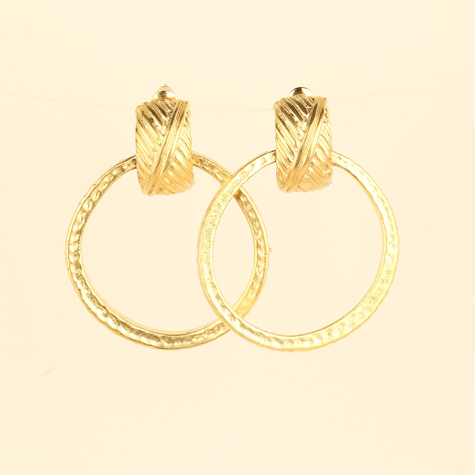 Hoop Dangle Leaf Earrings