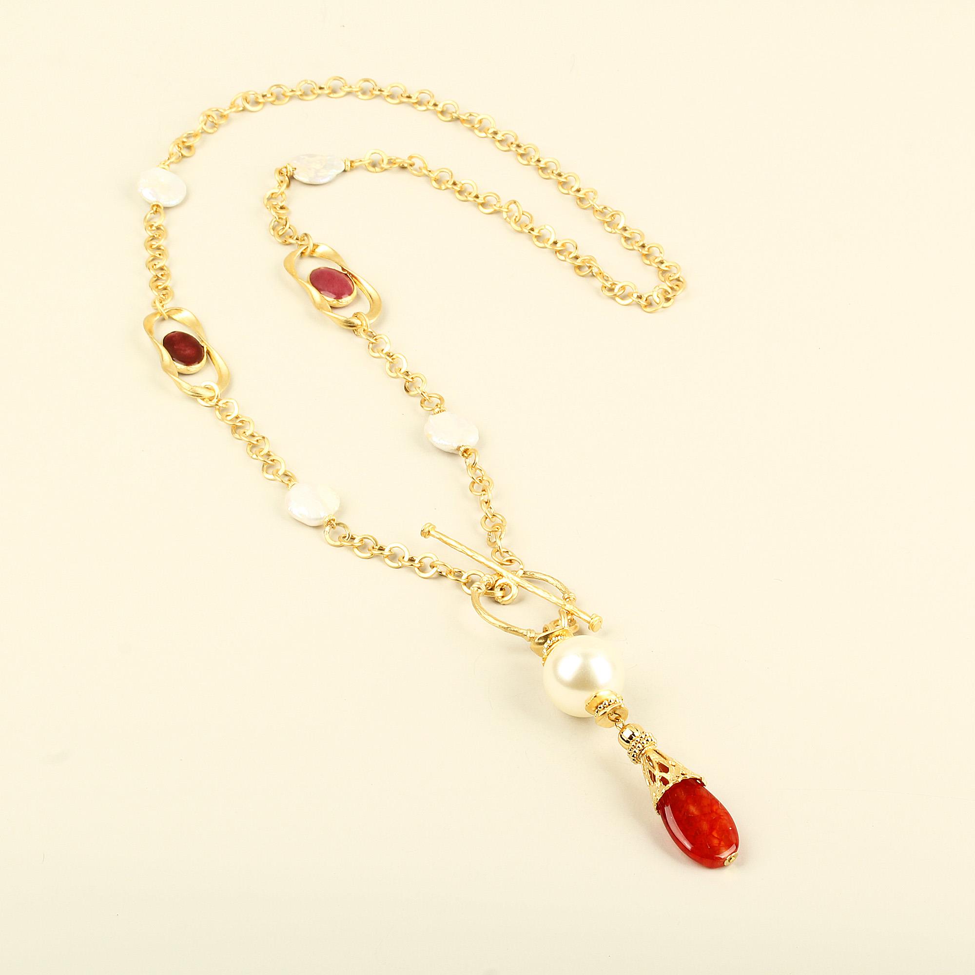 Hoop Locked Natural Stone Chain Necklace