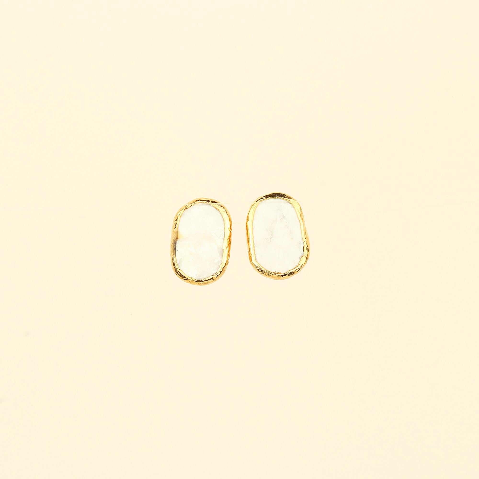 Howlite Stone Oval Earrings