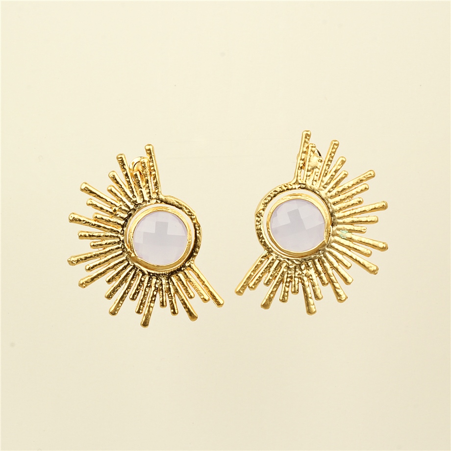 Lilac Natural Stone Solar Earrings