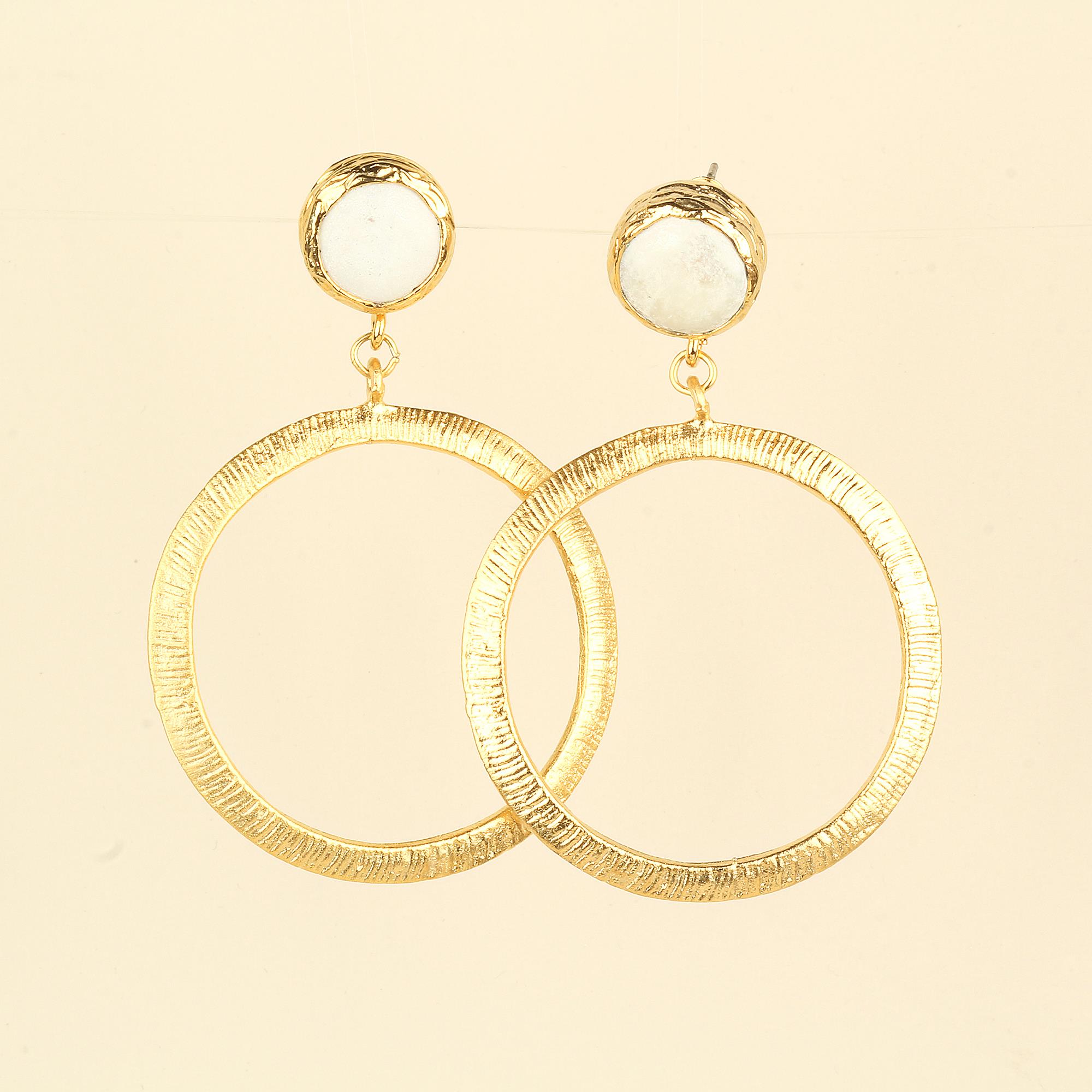 Metal Dangle Pearl Earrings