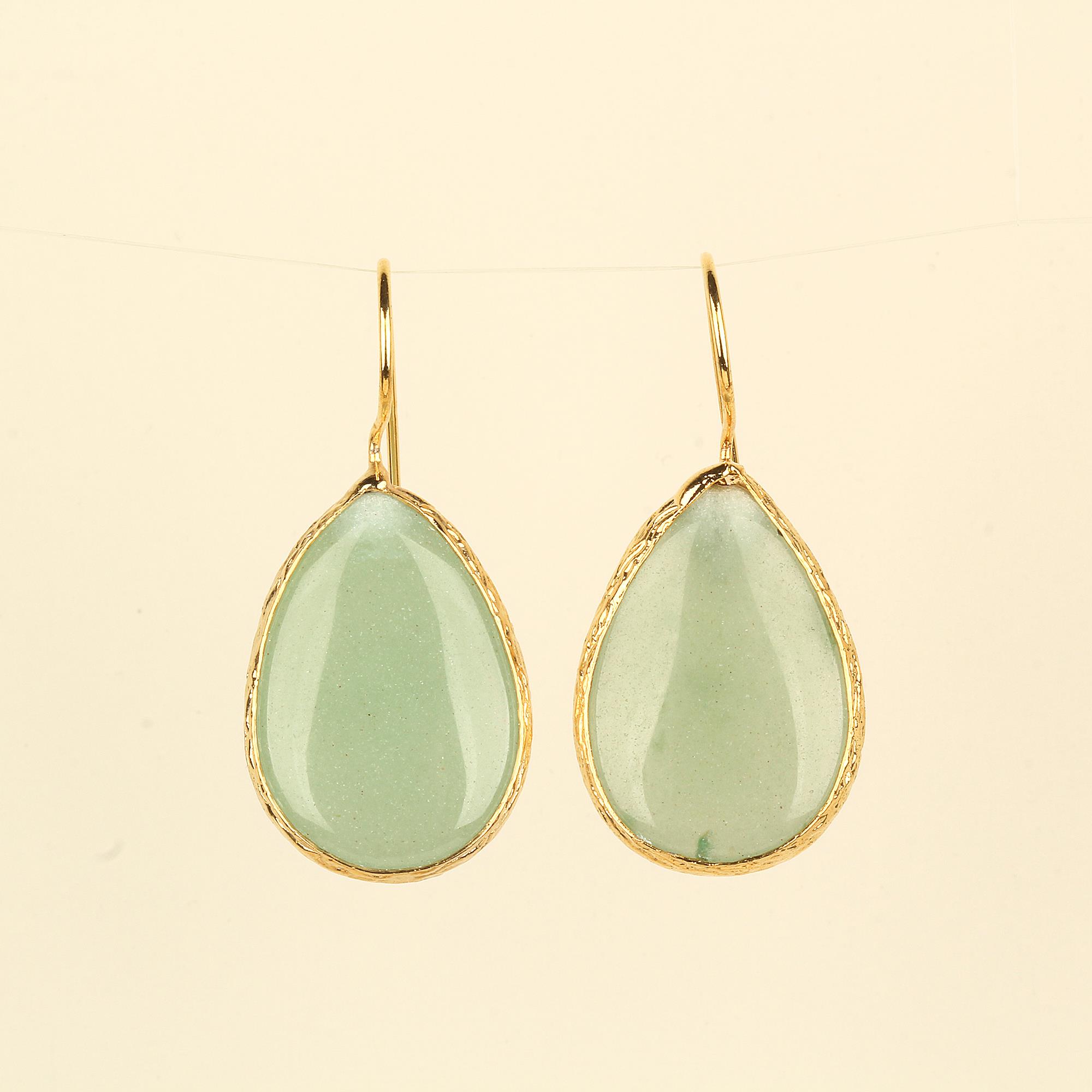 Mono Aventurine Stone Drop Earrings